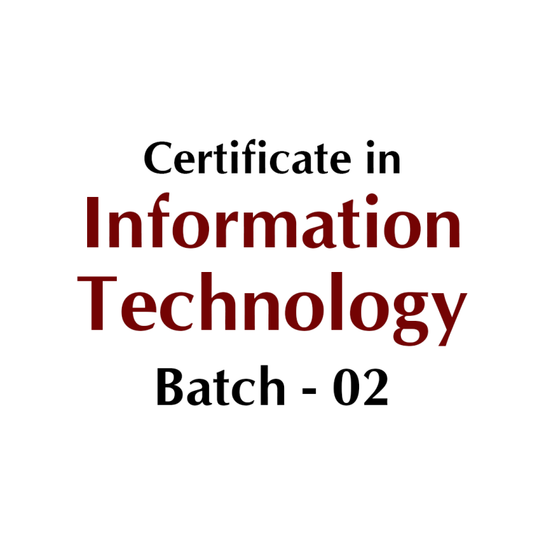 Certificate in Information Technology – Batch 2